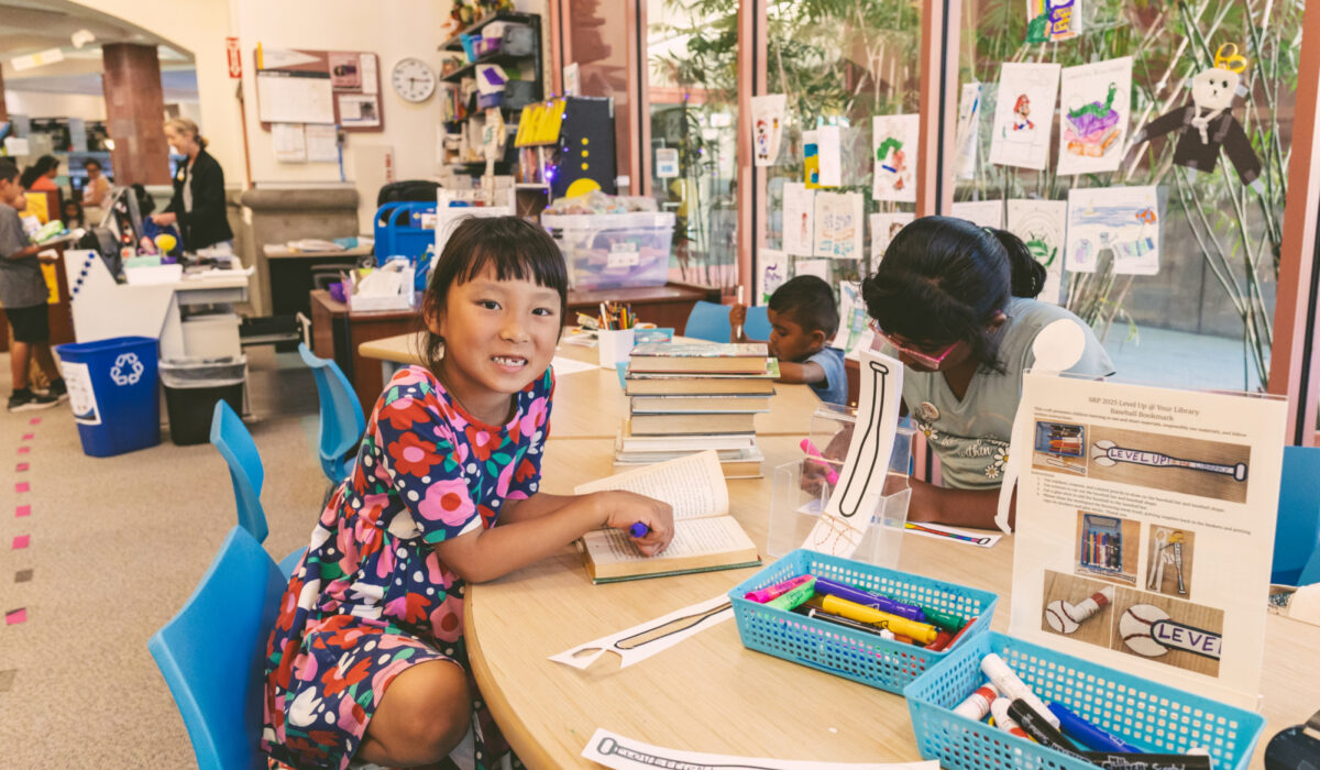 Image contains: Young patrons study at the Rancho Peñasquitos Library.