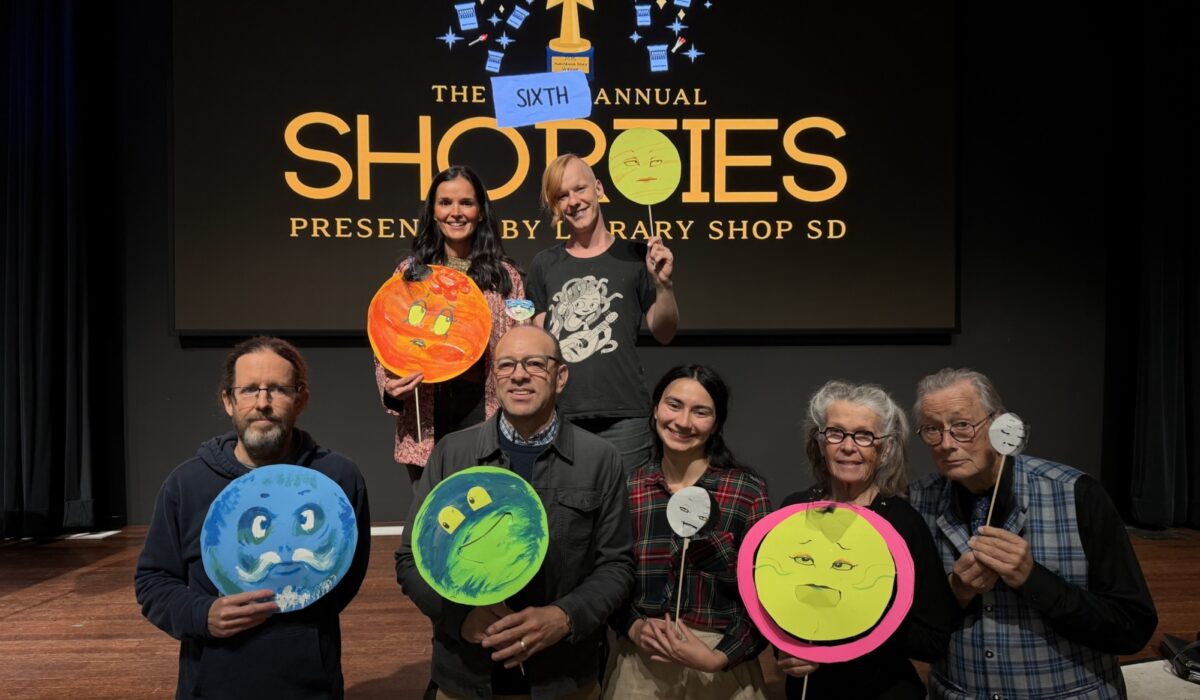 Library Shop SD and Library Foundation SD are joined by Write Out Loud SD and Marie Hitchcock Puppet Theater Pupeteer for the Shorties Awards.