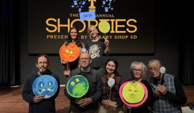 Library Shop SD and Library Foundation SD are joined by Write Out Loud SD and Marie Hitchcock Puppet Theater Puppeteer for the Shorties Awards.